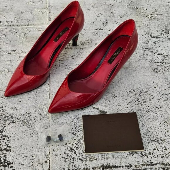 Louis Vuitton Women Pumps Heel Shoes Red Patent Leather Size 36 Made in Italy - Picture 2 of 12